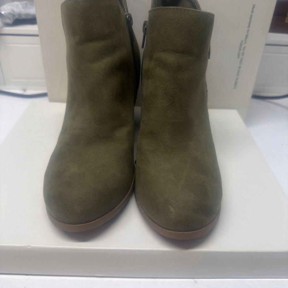 Style & Co Womens MASRINA Olive Ankle Booties Size 8